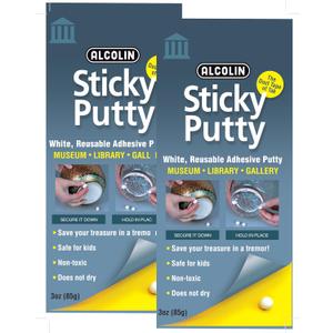 Reusable Museum & Gallery Quality Adhesive Putty,- 2 Pack - 6oz. Won't Dry Out- Always Removable Repositionable