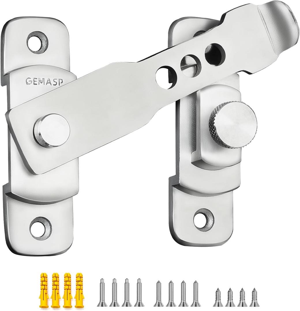 Upgrade Sliding Door Lock Latch, Barn Door Lock Latch, Stainless Steel Gate Flip Latch Lock for Household, Shed, Sliding Doors, Garage, Outdoor Fence (3.93 inch, Silver)