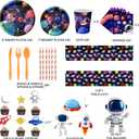 Hombae Outer Space Birthday Party Decorations, Space Themed Party Supplies with Balloons, Backdrop, Dinner & Dessert Plates, Banner, Tablecloth, Cups, Napkins, Cutlery for Kids Birthday