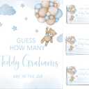 noxozoqm We Can Bearly Wait Baby Shower Games Guess How Many Bear Game Sign and String Card for 50 Guests for Boys Baby Shower, Routine, Blue