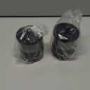 Gaussra Black Apothecary Jars, Black Qtip Holder - Stainless Steel Bathroom Jar with Stickers - Farmhouse Decor Qtip Dispenser for Qtips, Cotton Balls, Swabs, Makeup Sponges (2-Pack)