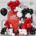 155pcs Red Black and White Balloon Garland Arch Kit, Different Size Red Black White Silver Confetti Balloons for Shower Birthday New Year Graduation Wedding Racing Car Poker Party Decorations