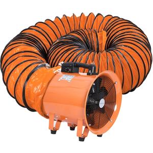 Utility Blower Fan 10 Inch, 350W High Velocity Ventilator with Duct Hose, Low Noise Portable Ventilation Fan, Fume Extractor for Exhausting & Ventilating at Home and Job Site (10IN FAN+16FT HOSE)