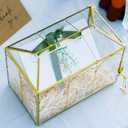 Wedding Card Box with Slot and Lock, 10.2'' Glass Card Boxes for Reception, Gold Decorative Card Holder, Clear Reusable Keepsake Storage for Wedding, Party, Baby Showers, Tabletop Decor