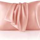 Bedsure Satin Pillowcase for Hair and Skin Queen - Peach Pink Silky Pillowcase 2 Pack with Envelope Closure, Similar to Silk Pillow Cases, Gifts for Women Men, 20x30 Inches, 2pcs