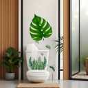2 x 1 PC Green Plant Leaves Flowers Toilet Stickers Self-Adhesive Toilet Lid Stickers Bathroom Wall Sticker Cover Decor Decal DIY Removable Toilets for Cistern Bathroom WC Restroom Decor