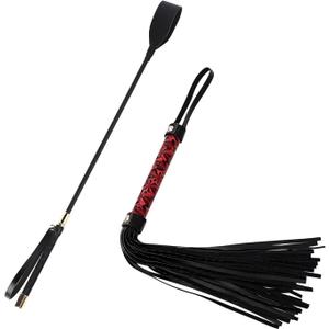 Horse Riding Crop Set, Durable Faux Leather Equestrian Crop for Horse Training, Riding, Costume Props, and Stage Performance