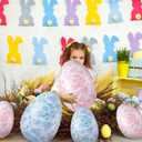 Leyndo 12 Pcs 16 Inch/24 Inch Inflatable Easter Eggs Decorations, Toile De Jouy Chinoiserie Large PVC Colorful Egg Easter Blow up Ornaments, Inflatables Balloons Outdoor Decor for Yard, Lawn Garden