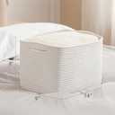 UBBCARE 4 Pack Baskets for Organizing, Woven Storage Baskets for Toys and Towel, Rectangle Cotton Rope Basket with Handles, 14''L x9''W x8''H, White