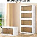 YFXCVSL 4 Tier Storage Bins with Lids 102QT, Stackable Storage Containers with Wheels, Folding Boxes, Extra Large Collapsible Bins, White