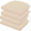 Outdoor Chair Cushions Set of 4, 17x16x2 Inch Patio Furniture Cushions, Water Resistant, Non-Slip Ties (Beige)
