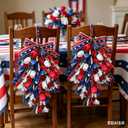 2 Pack 21'' Patriotic Teardrop Swag Wreaths for Cabinets Artificial 4th of July Swag Wreath with Red White Blue Tulips Floral and Berries for Independence Day Memorial Day Front Door Porch Window Wall