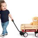 Radio Flyer Mini Steel and Wood Wagon for Kids, 19" Toy Wagon for Kids Aged 1.5+, with Teddy Bear, Play-Size Version of the Classic, Durable Wheels, Working Handle, for Toys, Crafts & Gift Displays