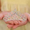 JWICOS Mini Princess Comb Silver Crystal Rhinestone Hair Accessory Comb Headband Decorations for Women and Girls