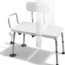 VEVOR Tub Transfer Bench for Bathtub, 400 lbs Capacity Heavy Duty Shower Chair with Arm, Backrest and Curtain Slot, Height Adjustable Shower Bench Bath Seat for Adults, Seniors, Elderly and Disabled