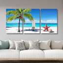 Pormipone 3 Pcs Summer Beach Wall Art Decor, Coconut Tree Canvas Painting Posters,Seaside Starfish Shells Hawaii Pictures for Living Room Bedroom Home Decoration 12 * 18(Poster No Frame)