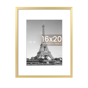 upsimples 16x20 Picture Frame, Display Pictures 11x14 with Mat or 16 x 20 Without, Wall Hanging Poster Frame, Gold, 1 Pack