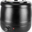 10.5QT Soup Warmers Commercial Soup Kettle with Stainless Steel Hinged Lid and Detachable Insert Pot, Electric Soup Pot for Restaurants and Party, Home, Catering (Black)