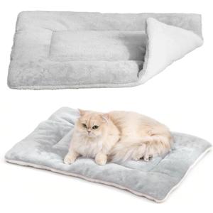 2 Pack Large Cat Bed Mat - 18"x24"(45x60cm) Extra Thick 5cm Soft Self Warming Pet Pad, Reversible Washable Cat Sleeping Mat for Indoor Outdoor Cats Kittens Small Dogs, Thermal Pet Bed Cushion Grey