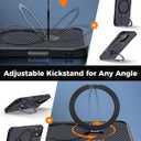 Designed for iPhone 16 Case with 360° Magnetic Stand, Carbon Fiber Phone Case [Compatible with Magsafe] [15FT Military Protection] with Stand Ring 6.1'', Black
