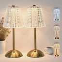 2 Pack Crystal Table Lamp, 5000mAh Rechargeable Battery Lamp with Touch Control, 3 Color Temperatures, Dimmable Brightness, Matte Aluminum Light for Bedroom/Bar/Kitchen/Outdoor, Home Décor