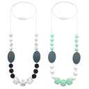 Silicone Nursing Necklaces for Mom to Wear, 2 Pack Chew Necklace for Sensory Kids, Breastfeeding Sensory Necklace for Boys, Girls to Reduces Anxiety