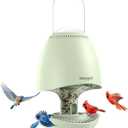 Smart Spinning Squirrel Proof Bird Feeder for Outside Hanging, Weight Activated Rotating Perch, Sound Deter Squirrel, Wild Seed Feeder Automatic Seed Dryer, 5LB-Use DC 5V/1A, DC 5V/2A Charger (Green)