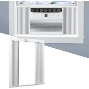 Window AC Side Panel with Frame Set,Air Conditioner Accordion Filler Curtain Replacement for Window AC Units,Fits Most 15,000 BTU Units,White,2 Pack
