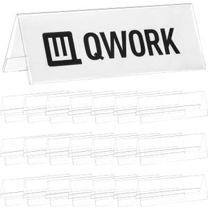QWORK Clear Acrylic Name Plate Holders for Desk - 8.5" x 3", 24 Pack Double-Sided Sign Frames with V-Shaped Base