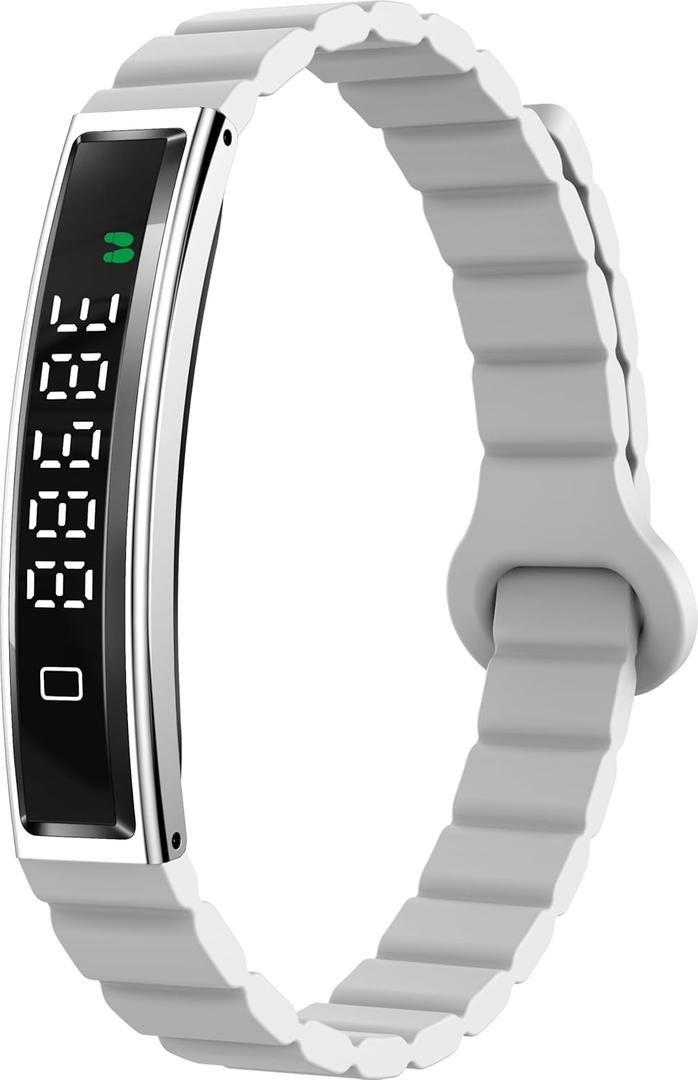 Smart Bracelet Fitness Tracker Heart Rate Monitor Sleep Activity Tracker Step Counter Calories Pedometer Waterproof Slim Thin Health Band for Women Ladies Men (Silver)