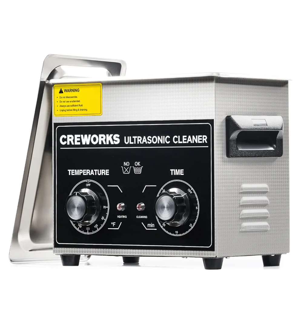 CREWORKS 3.2L Ultrasonic Cleaner with Heater & Timer, 304 Stainless Steel Sonic Cleaner, 0.8gal Ultrasonic Parts Cleaner with Knobs, 120W Professional Lab Ultrasonic Cleaner for Glasses Coin Microchip