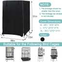 Universal Bird Cage Cover, Dark Colored Drape for Animal Crate, Waterproof & Washable Night Cover for Cages, Distraction and Light Eliminator for Mink, Totoro, Parakeets, Parrot (XL - 38L23W51H)