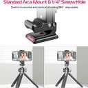 Metal Phone Tripod Mount 3 Cold Shoes & Arca Port, 360 Smartphone Tripod Adapter for iPhone 17 16 15 Cell Phone Stand Holder for Desktop Video Live Streaming Vlogging Rig