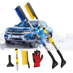 32" Telescoping Snow Brush for Car with Detachable Handle  an Extra-Wide Snow Brush and Ice Scraper for Car Windshield Window. The Ultimate Snow Scraper Brush for SUV & Trucks.
