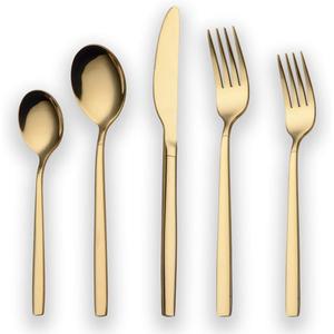 Berglander 20 Piece Titanium Gold Plated Stainless Steel Flatware Set, 20 Pieces Golden Silverware Set, Golden Cutlery Set, Service for 4 (shiny Gold)