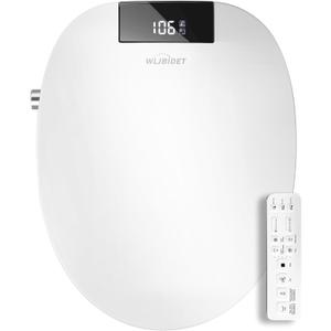 WLJBIDET Bidet Toilet Seat with Remote Control, Electronic Heated Bidet Seat with Adjustable Warm Water and Pressure, Warm Air Drying, Display Screen, Night Light, Slow Closed Toilet Lid, Round