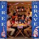 4th of July Patriotic Door Banner Set, "Home of The Free Because of The Brave" Gnomes Porch Signs, Memorial Day Door Curtains for Front Door, 4th of July Independence Day Decorations, Indoor/Outdoor Hanging Decor