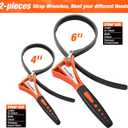 ValueMax 2-piece Strap Wrench Set, Adjustable Oil Filter Wrench with Max Diameter 4" (Small) & 6" (Large) for Shower Head Water Filter, Jar Opener Set