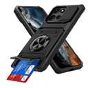 LEMAXELERS Case for Motorola Moto G Stylus 5G 2025 with 360° Magnetic Rotated Ring Kickstand Hidden Card Slot Heavy Duty Dual Layer Protective Phone Cover for Moto G Stylus 5G 2025, Black RJ