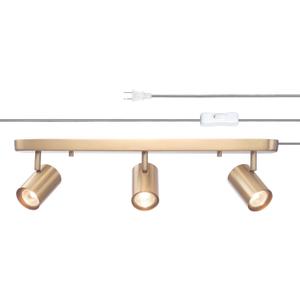 Globe Electric 3-Light Plug-in Track Lighting, Matte Brass, Adjustable Heads, 15-Foot Cord, 59469