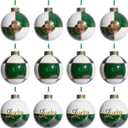 DN DECONATION St. Patrick's Day Ornaments Set of 12, Shamrock Tree Ornaments for Irish Holiday Decorations, White Green Gold Plaid Glass Balls with Lucky Clover for Small Tree Hanging Decor