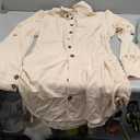 Women Shirt Dress Sexy Long Sleeve Button Down Blouses Side Drawstring Apricot Mini Dresses-M