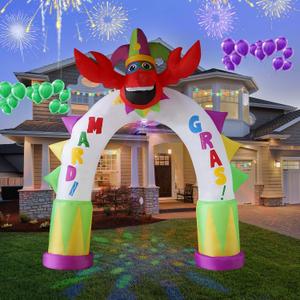 [2026 New] 10FT Huge Lobster Arch Inflatable, Mardi Gras Inflatable Decoration Decorations, Build-in LED Lights, Blow up Outdoor Yard Decorations for Party, Indoor Home Celebration Garden Lawn