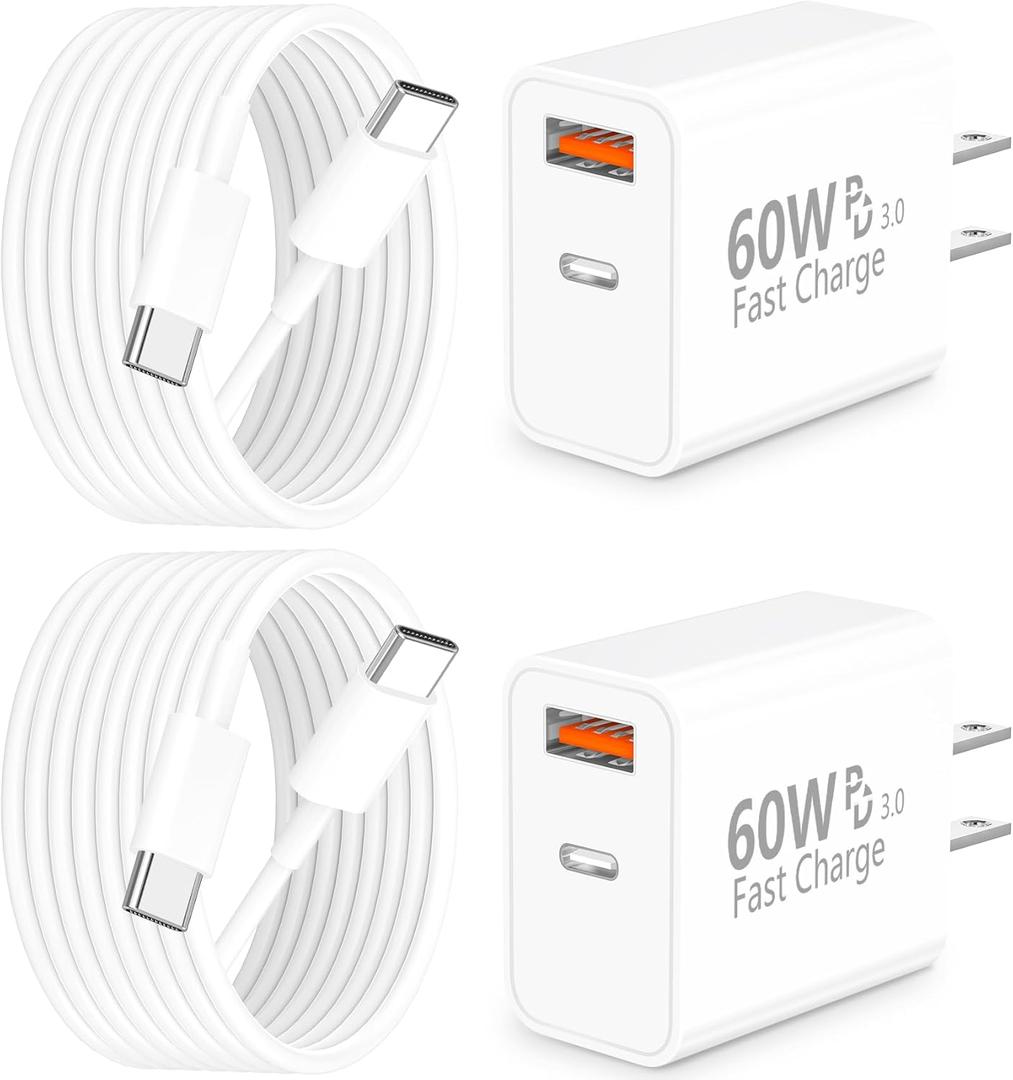 [Apple MFi Certified] iPhone 17 Charger Fast Charging, Linocell 4Pack 60W Dual Port USB C Charger Dynamic Power Adapter PD&QC Type C Wall Chargers + 6FT Type C Cord for iPhone 17/ 17 Pro/ 16 Pro/ 15/ iPad