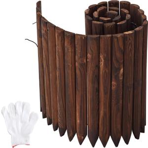 Garden Border Edging Landscape Edging Border Wooden Landscape Edging Wood Fence Decorative Garden Edging Lawn Edging Fence Flexible Garden Edging-15.7" H x 47.2" L (3PACK, 12Ft Total Length)