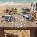 LemonRoad 13 x 72 Inch Nautical Fish Net Table Runner Fish Net Decoration with 34 Pcs Starfish Seahorse and Seashells for DIY Assembly for Ocean Nautical Beach Themed Party Decor(White)