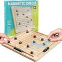 Magnet Game,Magnetic Chess Game,Table Top Magnetic Chess Fun Family Games for Kids and Adults,Magnetic Rocks Game Puzzle Toy Family Party Strategy Game for Boys and Girls, Wood