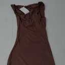 REORIA Women's Summer Sexy One Shoulder Formal Long Dress Wedding Guest Elegant Sleeveless Ribbed Bodycon Maxi Dresses (Small, Coffee)