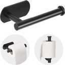 Toilet Paper Holder - Self Adhesive Toilet Paper Holder Wall Mount for Bathroom, SUS 304 Stainless Steel Command Strip Toilet Paper Roll Holder Stick On Wall, No Drilling - Matte Black (1PCS)