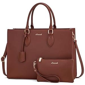 LOVEVOOK Laptop Bag for Women 15.6 Inch Laptop Tote Bag Waterproof Work Bag Computer Bag Leather Briefcase Business Office Bag Large Capacity Handbag Shoulder Bag